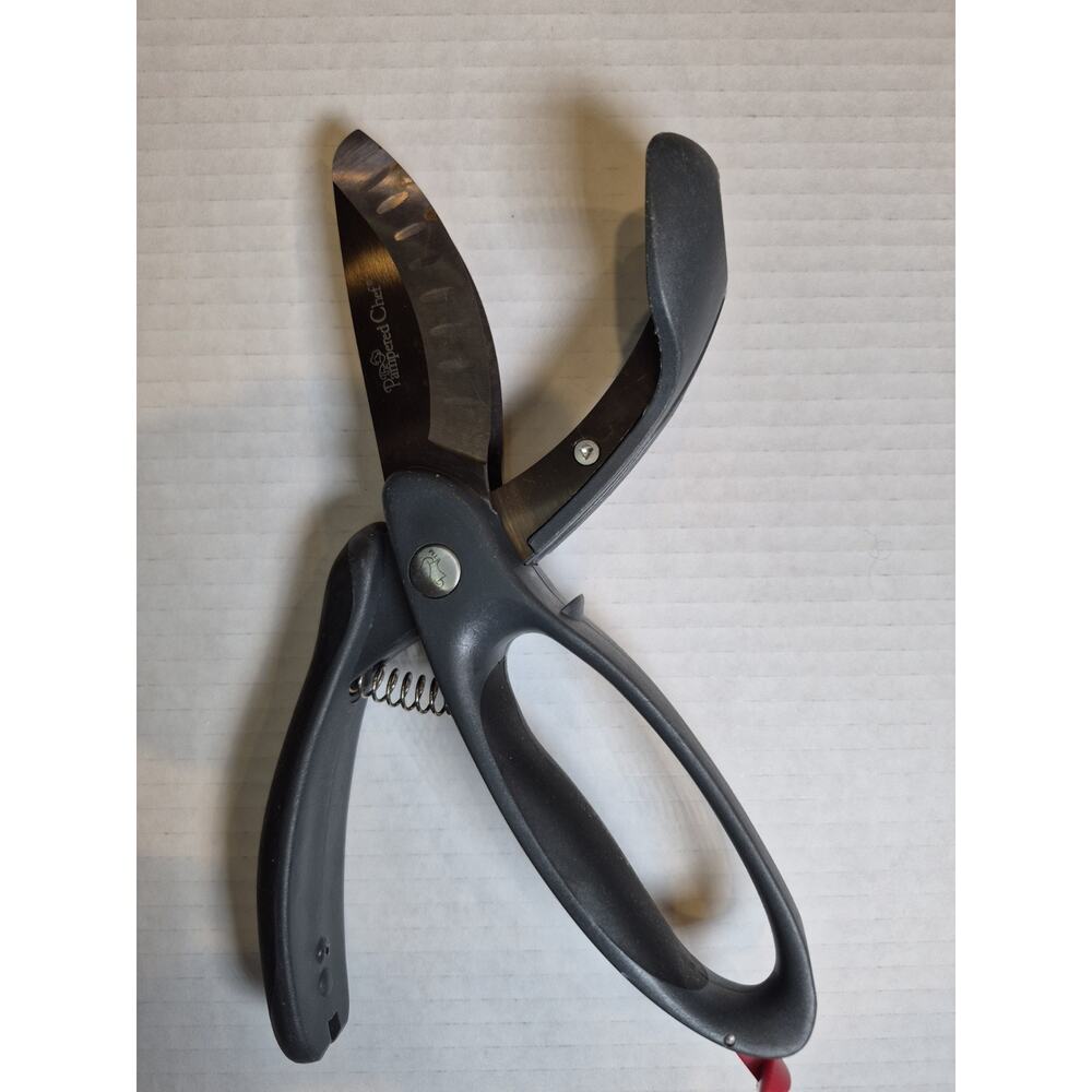 Pampered Chef Salad Chopper Double Bladed Shears Gray Locking Handle 2582